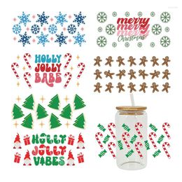 Window Stickers UV DTF Transfer Sticker Merry Christmas For The 16oz Libbey Glasses Wraps Bottles Cup Can DIY Waterproof Custom Decals D5247