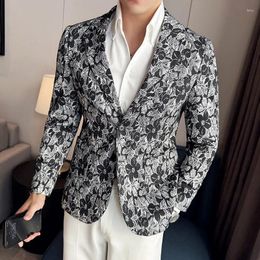 Men's Suits Fashion Suit Men Casual Boutique Business Tuxedo Personalised Printing Slim Fit Coat Blazers Jacket Dress Size 4XL-M