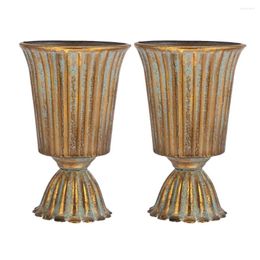 Vases 2 Pcs Tin Fountain Creative Vase Decor Iron Artware Dried Flowers Room Container Decorative