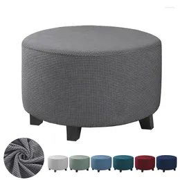 Chair Covers 1Pc Strength Elastic Round Ottoman Cover All Inclusive Jacquard Footstool Protector Dustproof Stool For Living Room