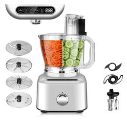 Hometone 16 Cup Aluminium Die-casting Food Dispenser, 5 Preset Modes Vegetable Chopper Electric, 6 Blades with 9 Functions Suitable for Home Use, Variable Speed,
