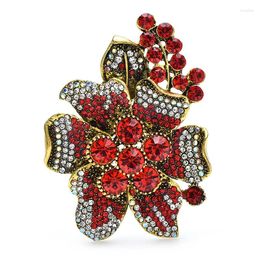 Brooches Wuli&baby Luxury Sparkling Flower For Women Unisex Vintage 2-color Rhinestone Plants Party Office Brooch Pins Gifts