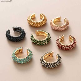 Charm Bohemian Perforated Earrings CZ Cuff Earrings Cubic Zirconia Round Clip Earrings Water Diamond Fashion Womens Jewelry PartyL2404