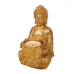 Candle Holders Buddha Statue Holder Resin Candlestick Votive Durable Zen For Living Room Backyard Patio Garden