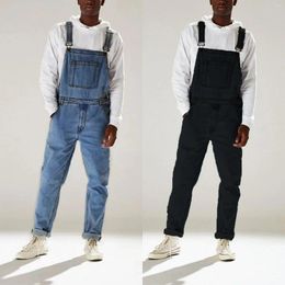 Men's Jeans Men Bib Denim Trousers Fashion Trend Street Style Rompers Spring Adjustable Shoulder Strap Casual Straight Jumpsuits