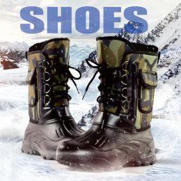 Shoes Mens Outdoor Winter Waterproof Snow High Shoes Fishing Skiing Hiking Army Boots Plus Velvet Thermal Camo Military Tactical Boots