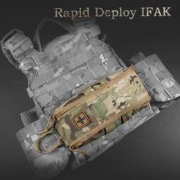 Bags Tactifans Hunting Bags IFAK First Aid Kit Empty Pouch Pack Rapid Deploy Pull Tab Shockcord Inner Panel MOLLE Clip Hunting