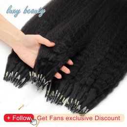 Extensions Micro Bead Hair Extensions Kinky Straight Microlink Human Hair Natural Black 50pcs Brazilian Remy Hair Micro Rings Extensions