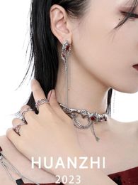 Dangle Earrings HUANZHI 2024 Hyperbole Technology Long Tassel Rock Sailor Rhinestone Chain Drop For Women Girls Party Jewelry Gift