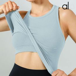 Hottest- LLUU Ebb YOGA Vest Outerwear Bottom Fitness Sports Suit Quick Drying Summer Running Tank Top With Chest Cushion Yoga Bra