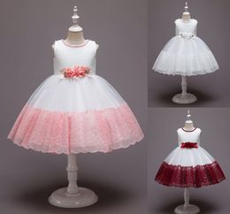 Sweet Pink White Wine Jewel Girl's Birthday/Party Dresses Girl's Pageant Dresses Flower Girl Dresses Girls Everyday Skirts Kids' Wear SZ 2-10 D401102