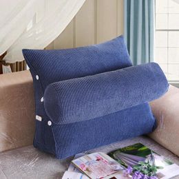 Pillow Reading Backrest Cushion Wedge Back Lumbar Pad Bed Office Chair Rest Support With Side Pocket