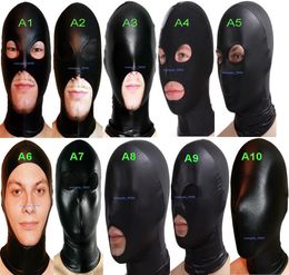 Unisex Costume Accessories 10 Style Shiny Lycra Metallic Hood Mask Sexy Women Men Headgear Head Piece Halloween Party Fancy Dress 1349869