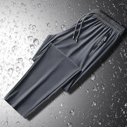 Men's Pants Quick-drying Sweatpants Ice Silk Sport With Zipper Pockets Drawstring Waist Breathable Gym Jogging