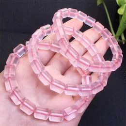 Link Bracelets 8mm Natural Rose Quartz Bucket Bead Bracelet Crystal Reiki Healing High Quality Gemstone Fashion Jewellery Gift 1pcs