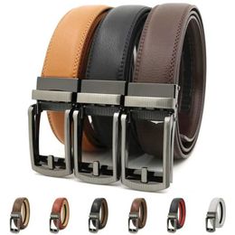 Belts Mens click on 130cm 140cm comfortable leather ratchet dress with automatic buckle with sliding buckle - adjustable decoration suitable for 120cm Q240401