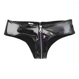 Women's Panties Attractive Close Fit Bright Surface Briefs Faux Leather Female Underpants Mini For Bedroom
