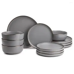 Plates Thyme & Table Dinnerware Ava Stoare 12 Piece Set Dishes And Sets Tableware