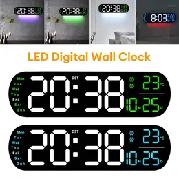 Wall Clocks Digital Clock Date Week Temperature Display Remote Control LED Alarm Countdown Up Timer Function Color Changing