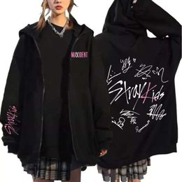 Stray Kids Kpop Maximent Print Zip Up Hoodie Estilo Coreano Y2