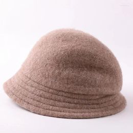 Berets Style Korean Pure Wool Fisherman Hat Autumn And Winter Women's Artistic Thermal Windproof All-Matching Basin Foldable