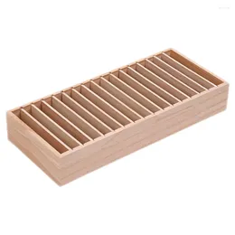 Storage Bottles 17 Grids Jewelry Solid Wood Hoop Box Phone Holder Organizer Wooden Hair Case