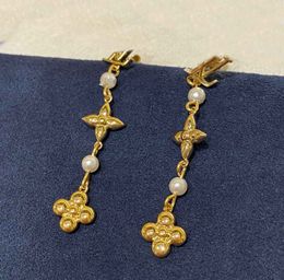 2024 Luxury quality charm drop earring with nature beads and gold plated have stamp box PS3353B