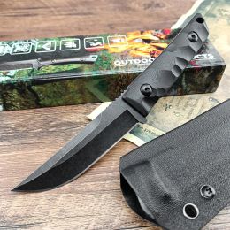 2024 Black Hunting Fixed Blade Knife 3.78// Blackwashed Blade G10 Handle With Kydex Sheath Military Hunting Outdoor Straight Knives