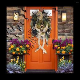 Party Decoration Halloween Mummy Wreath Indoor Outdoor Horror Wall Hanging Front Door Welcome Sign Porch Decorations For Home