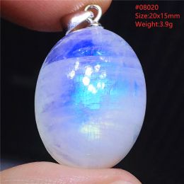 Necklaces Natural Moonstone Blue Light Pendant Oval Beads Women Men Necklace 925 Silver Moonstone Pendant AAAAAA