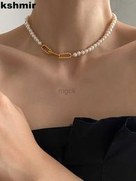 Pendant Necklaces kshmir 2021 glass pearl necklace for women with a sense of design folding necklace clavicle chain Jewellery accessories for women 240330