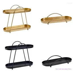 Storage Boxes C63E Iron Makeup And Jewelry Rack Functional Double Layer Unique Stand For Cosmetic