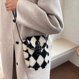 Shoulder Bags Korean Casual Plush Crossbody Women's Bag 2024 Winter Fashion Small Fluffy Fur Fabric Female Handbag Lady Phone Purses