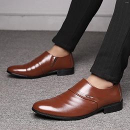 Dress Shoes Men's Slip On Leather Business Leisure Solid Color Men Vintage Formal Elegant Office Lady