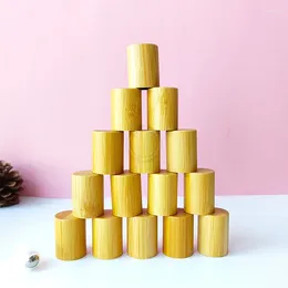 Storage Bottles 20 Pcs/Lot Eco Friendly Bamboo Wood Perfume Roll On Cap Lid Used For 5ml 10ml 15ML Glass Essential Oil Bottle Cover 16mm