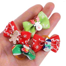 Dog Apparel Bows Christmas Adorable Beautiful Cloth Ring Grooming Band Headwear Headdress Hair Tie For Puppy ( Mixed Style 100pcs )