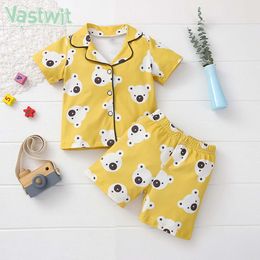 born Baby Boys Girls Short Sleeve Cartoon Blouse TopsShorts Sleepwear Pajamas Kids Pajama Sets Summer Home Sleeping Clothes 240325