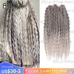 Synthetic Wigs BELLA Ariel Hair Braiding Curl Hair 24 Inch Afro Wave Twist Crochet Braid Fake Hair Ombre Synthetic Pink Ginger Wave B Y240401
