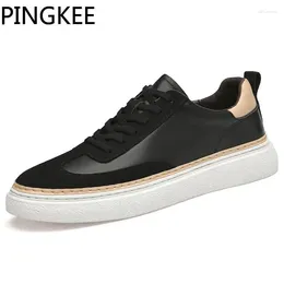 Casual Shoes PINGKEE Walking Male Sneakers Lace Up Leather Light Breathable Sport Men's Flat Loafer Mansculino