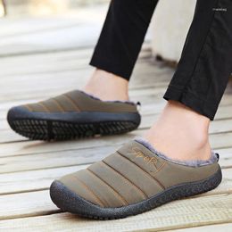 Slippers Large Size 46 47 Men Winter Outside Furry Slides Comfortable Waterproof Loafers Unisex Home House Women Flurry Shoes