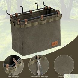 Hand Tools Cam Table Side Storage Bag Mtifunctional Folding Canvas With Hook Outdoor Picnic Desk Cookware Hanging Large Capacity Dro Dhbzw