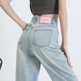 Women's Jeans 2024 Fashion High Waisted Casual Classic Straight Denim Wide-leg Pants Y2K Light Blue Loose Trousers 2XL