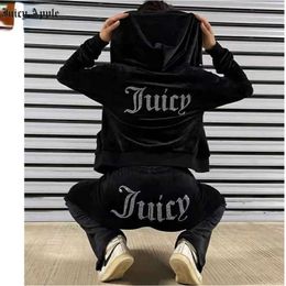 2024 Juicy Apple Women's Tracksuits Veet Sewing Suits Outfit Two Piece Jogging Set Velour Sweatshirt Hoodie Pants Suit Womens Tidal Flow Design hgy668