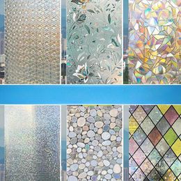 Window Stickers Privacy Film No Glue Static Cling Sticker 3D Stained Glass Decals Self-Adhesive For Office Home Decoration