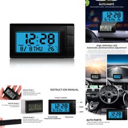 2024 2 In 1 Car Air Outlet Thermometer Electronic Clock Time Led Digital Display Thermometer With Backlight Luminous Car Supplies