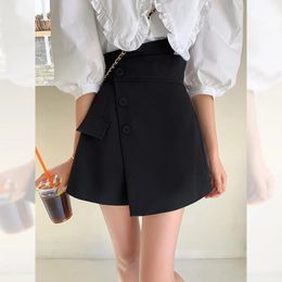 Suit Black Skirt Shorts For Women Spring Summer And Autumn High Waist Loose Irregular Thin Fairy Pants All Match XS to 4XL 240401
