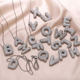 Pendant Necklaces Silver Colour Crystal 26 Letters Custom Name Necklaces for Women Bubble Initial Necklaces Statement Jewellery Gifts nkep22 240330