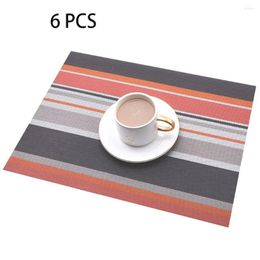 Table Mats 6 PCS Colorful Minimalist Striped Meal Mat PVC Stripe Dining Environmentally Friendly Room