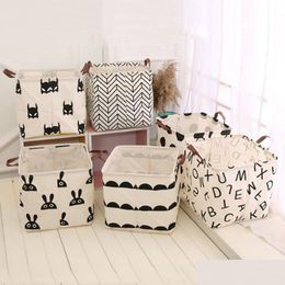 Storage Baskets Clothing Bucket 6 Styles Folding Laundry Basket Kids Toys Sundries Barrel Foldable Organiser Holder Box Drop Delivery Dh1Kb