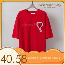 amis shirt Designer T-Shirt Paris Polo Men Women Love Letter T-Shirt Fashion Embroidery Couple Short Sleeve High Street Loose Round Neck Tee 403